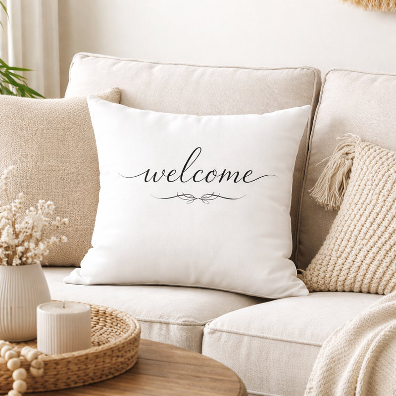 Indoor / Outdoor White Square Throw Pillow Cover