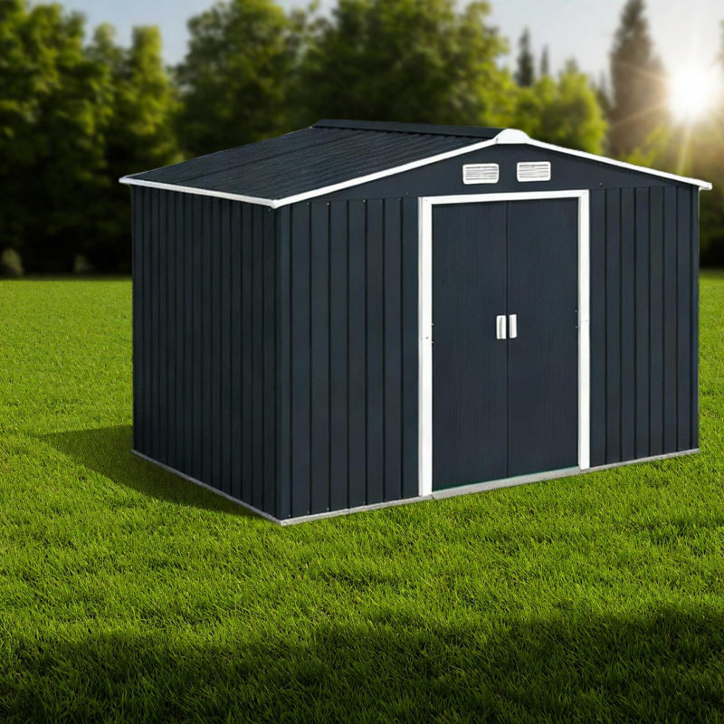Remises en acier durable, design contemporain, rangement extérieur spacieux