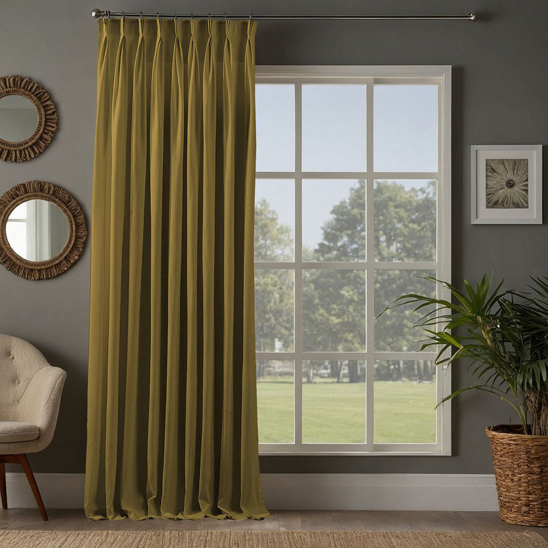 Room Darkening Single Curtain Panel, Olive Green, 245cm Width x 450cm Drop