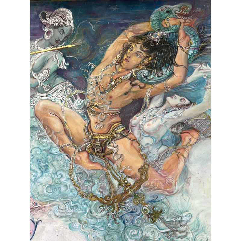 Krishna et Kaliya | Aquarelle sur une feuille de format A3 | Par Anuj Shastrakar