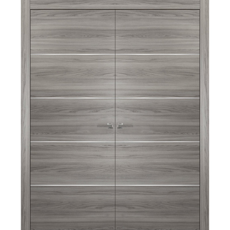 Portes planes en bois massif Planum Flush, 64 po x 96 po, Cendre Ginder