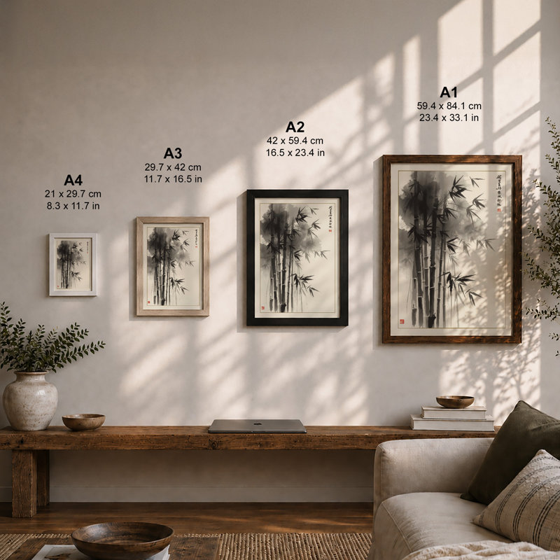 Bamboo in Silence Japandi - Framed Print, A1 - 84.1 x 59.4 cm, White