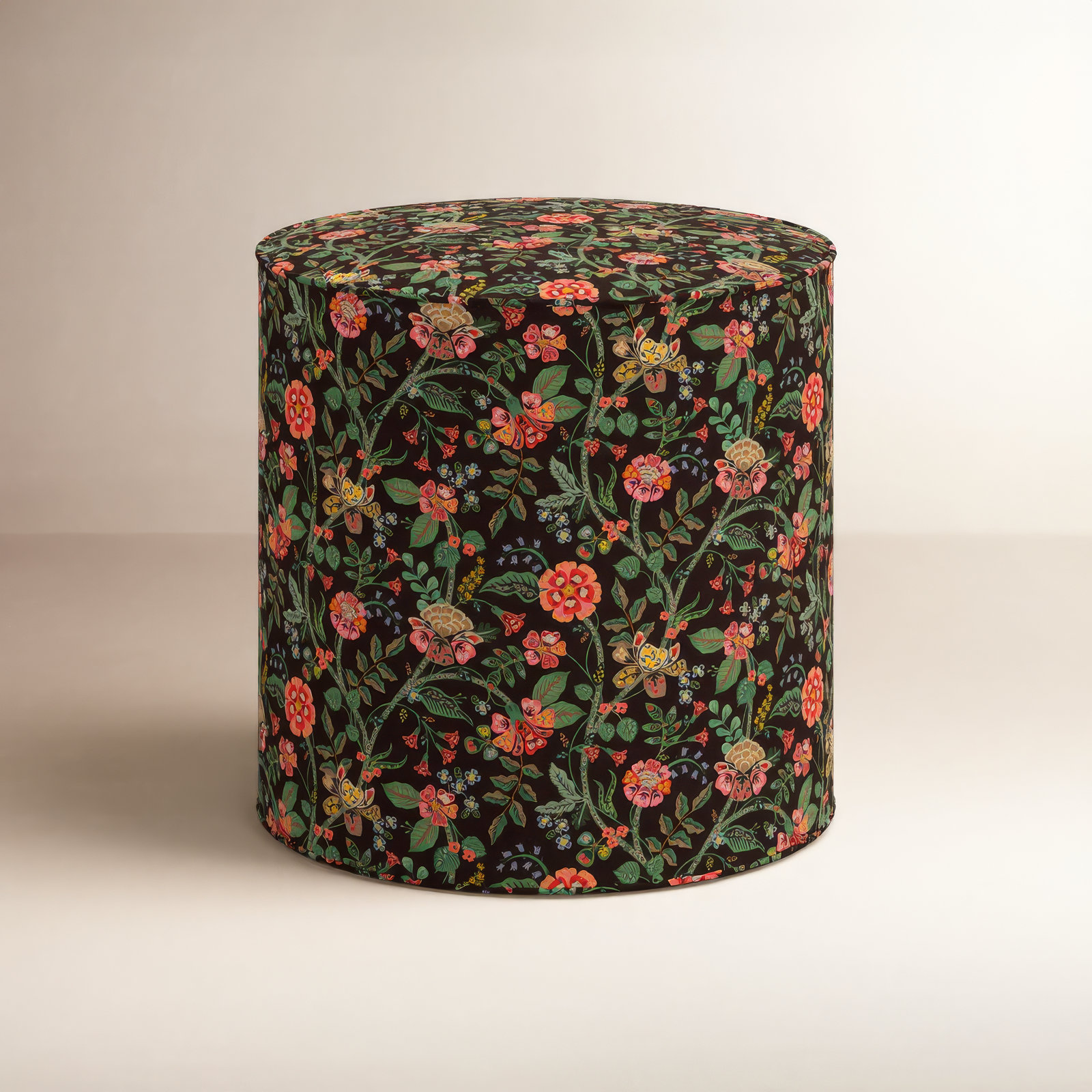 Rifle Paper Co. x Cloth & Company Billy Ottoman, Brown Flower