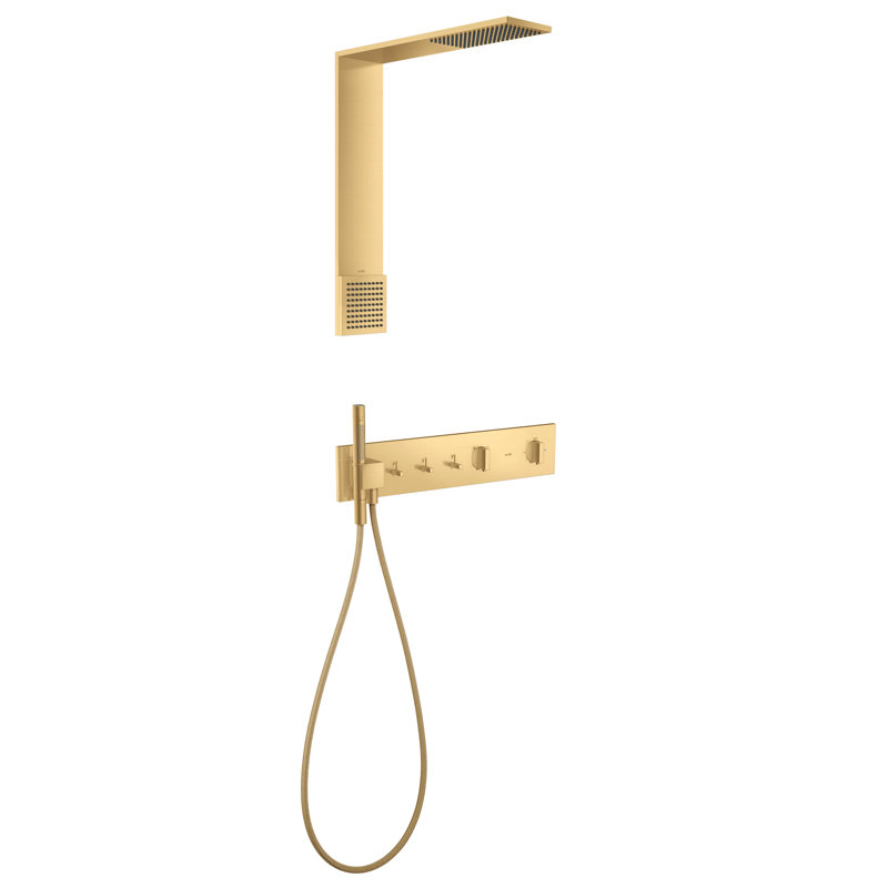 AXOR Showercomposition 2-Jet Showerhead 250/250 And Shoulder Shower, 1.75 GPM, Brushed Gold, 2.5 GPM