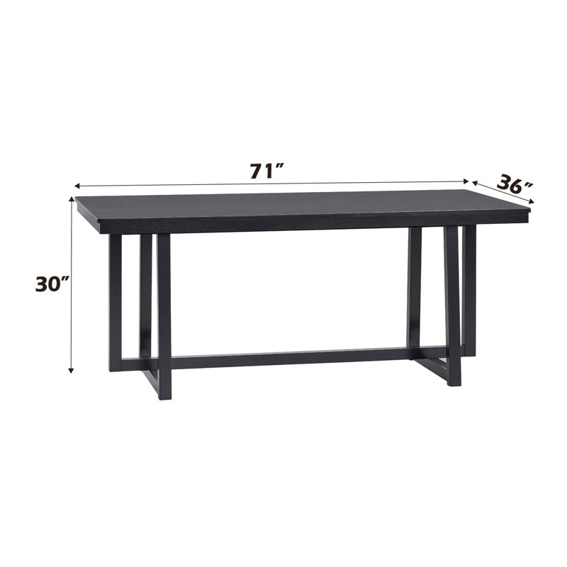 Table de salle à manger rectangulaire noire avec base - Limite de poids de 100 lb, fabriquée à partir de bois de qualité, de placage et de bois synthétique pour une conception élégante et classique, une base en bois stable, composée
