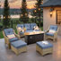 5 - Person Wicker Outdoor Conversation Set, Patio Sofa Set with Fire Pit and Cushions