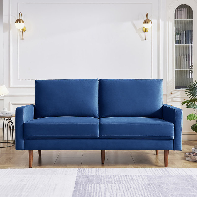 Causeuse rembourrée, H 36,6 po x l 68,9 po x P 31 po, 100 % polyester bleu