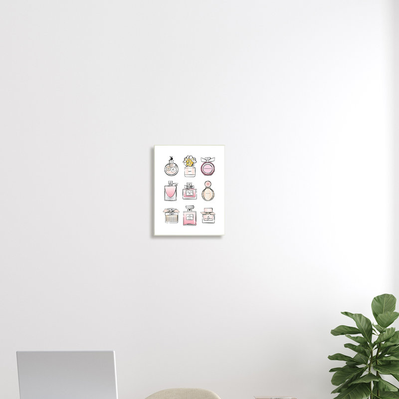 Parfum, bouteille, glamour, chic, moderne, mode, illustrations, Plaque murale, H 15 po x l 10 po
