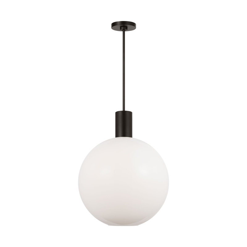 Luminaire suspendu de cuisine 1 lumière avec abat-jour lait Colewood, Nuit noire, H 68,5 po x l 20 po x P 20 po