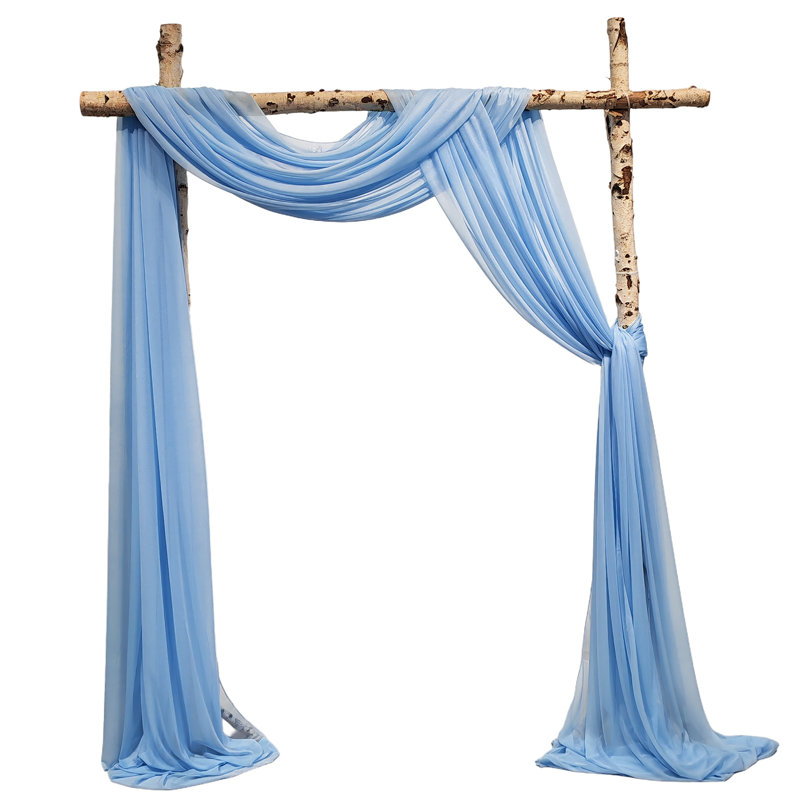 Panneaux de toile de fond semi-transparents drapés en mousseline de soie diaphane, Bleu