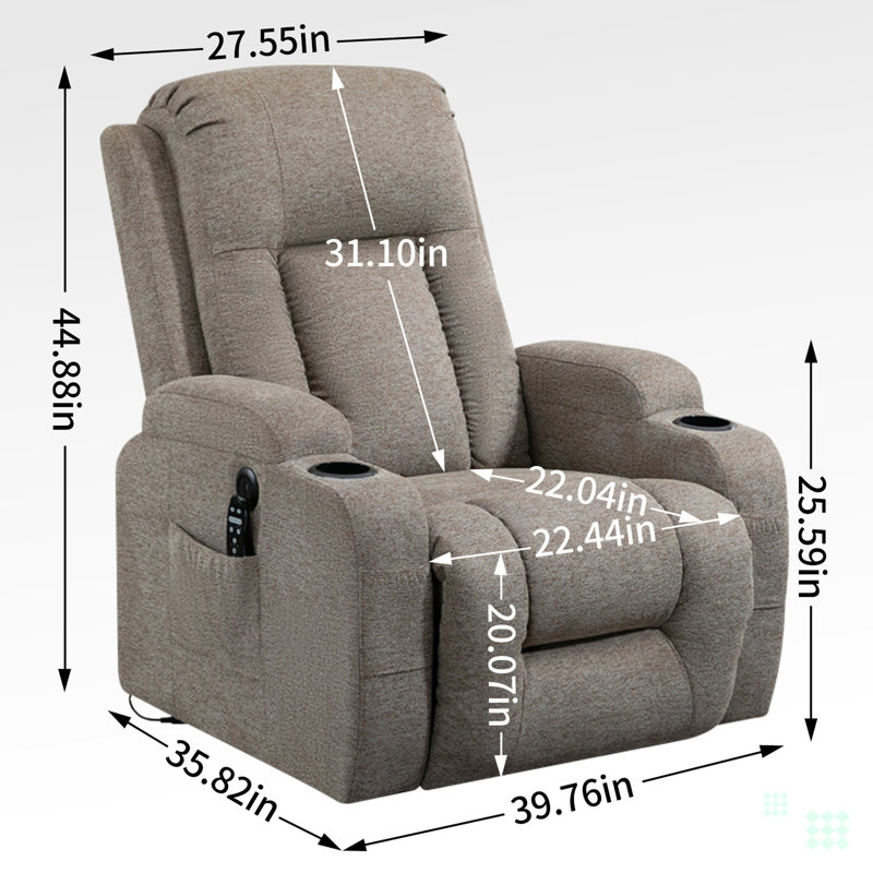 Upholstered Lift Assist Recliner, Brown Linen Blend