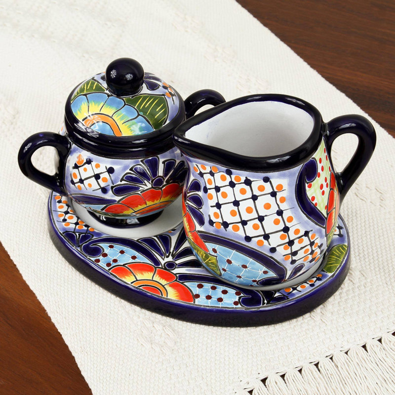 Reagan Hand Painted Ceramic Sugar and Creamer Set Sugar Bowl Creamer Bowl with Lid