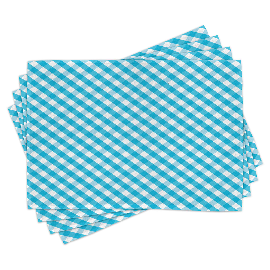 Platzmatten, Aqua Stripes Diagonal, Kariert, Aqua Weiß