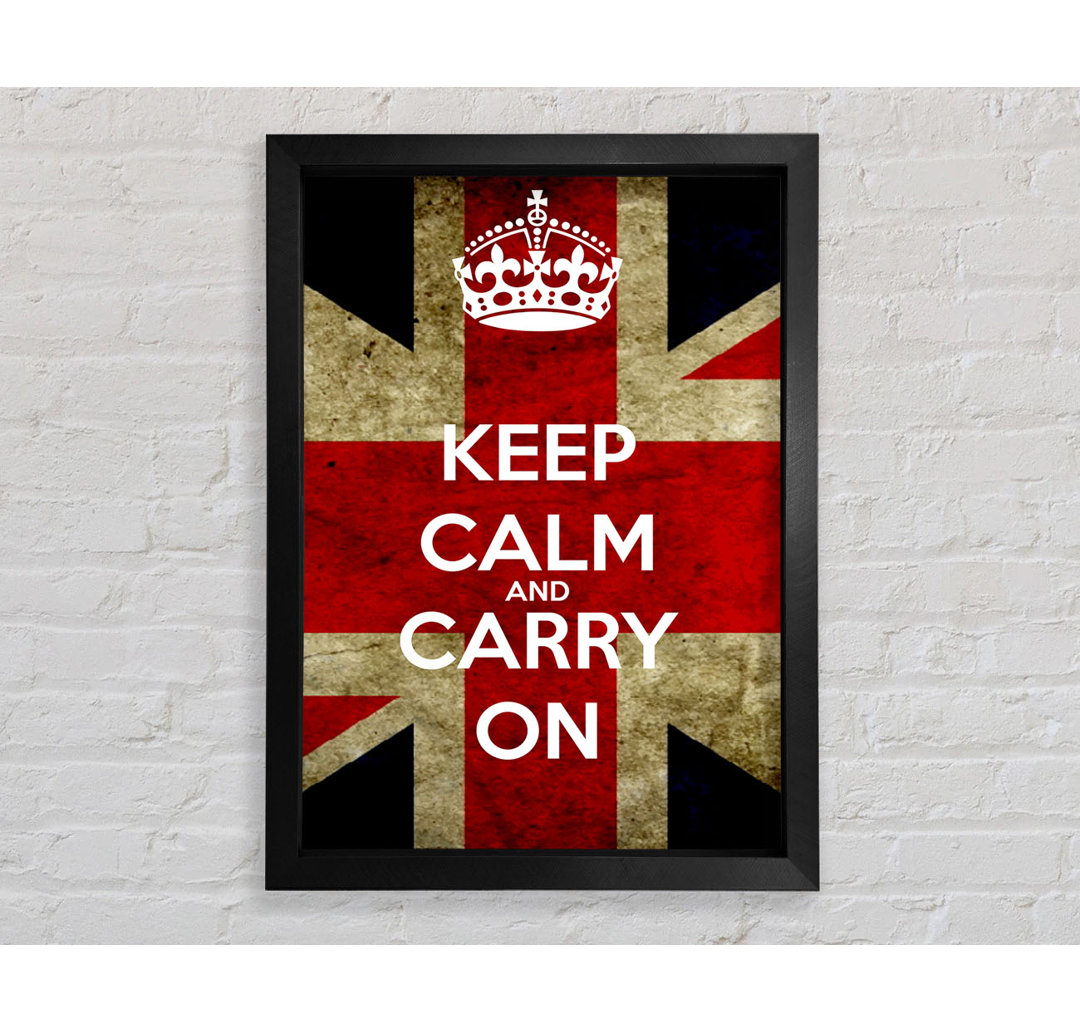 Kerio Keep Calm And Carry On Flag Framed Print Wall Art