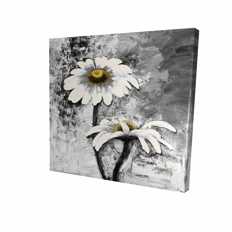 Daisies Flowers Print On Canvas, Wrapped Canvas, 24" H x 24" W