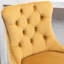 Velours confortable avec coussin en mousse fait main - 2 fauteuils contemporains dorés, base en bois massif