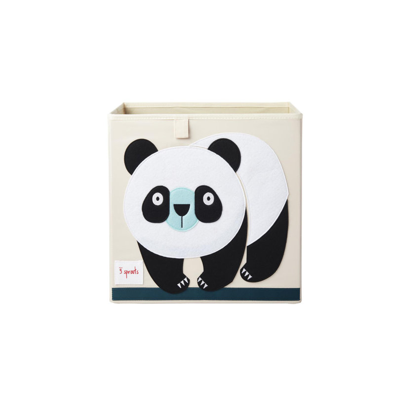Panda Bear Foldable Beige and Black Fabric Storage Cube