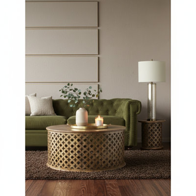 Lampe de table en verre doré 16 x 16 x 35 po avec abat-jour en tissu blanc