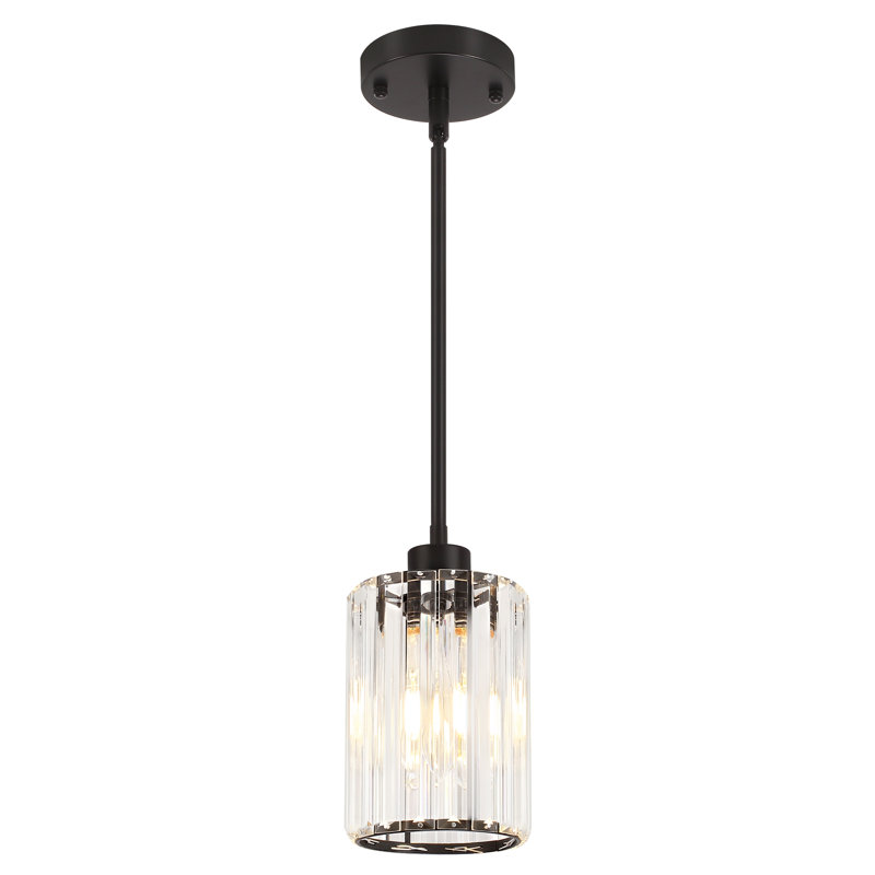 Luminaire suspendu en cristal moderne à 1 lumière pour îlot de cuisine Bette, Noir mat