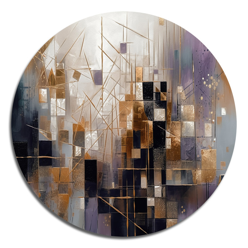 «Soft Color Composition I», art mural rond abstrait géométrique sur métal, H 36 po x l 36 po x P 1 po