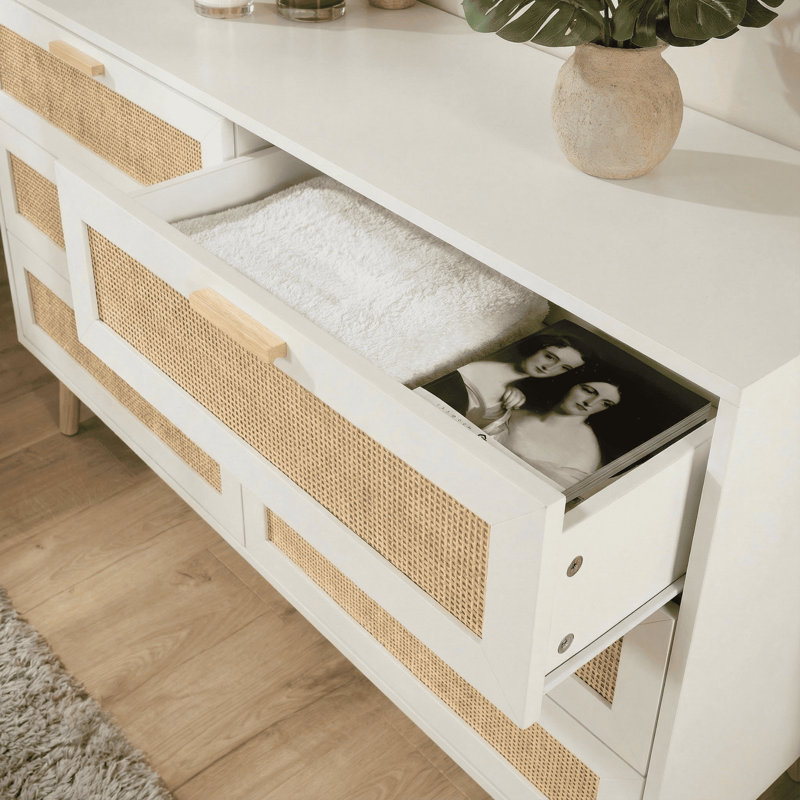 Astbury 6 Rattan Drawer White Chest