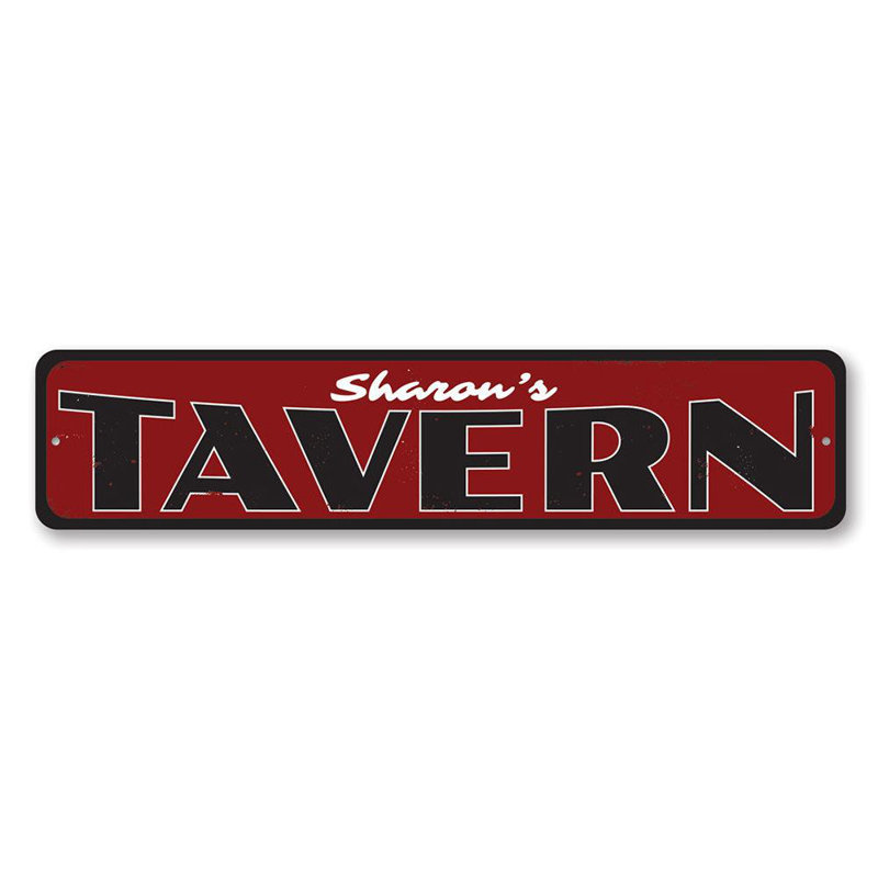 Enseigne rétro en métal de taverne, H 6 po x l 24 po x P 0,06 po