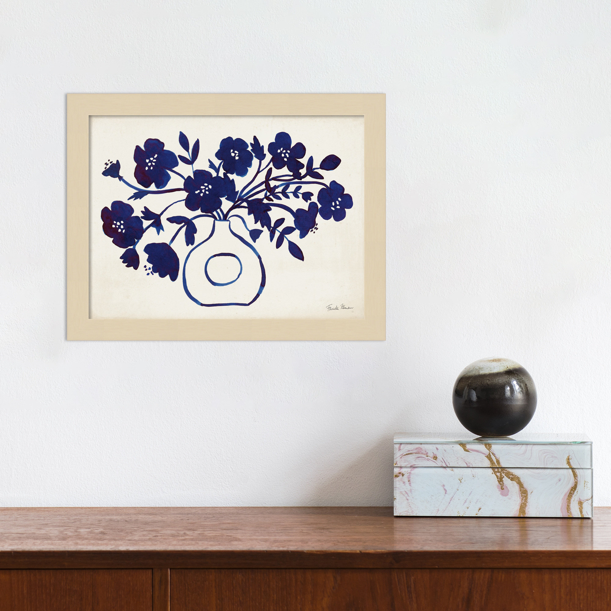Modern Blue by Farida Zaman, 10" H x 13" W x 1" D, Brown