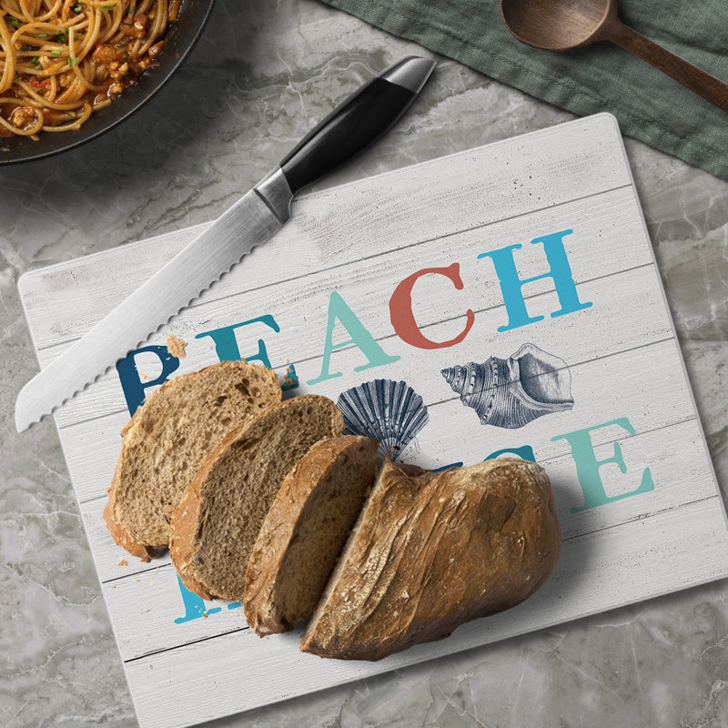 Beach House Rectangular Tempered Glass Cutting Board
