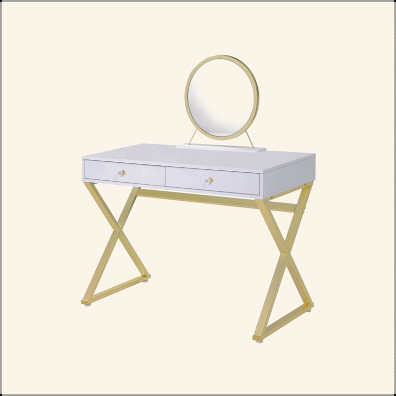Vanity Desk W/Mirror & Jewelry Tray