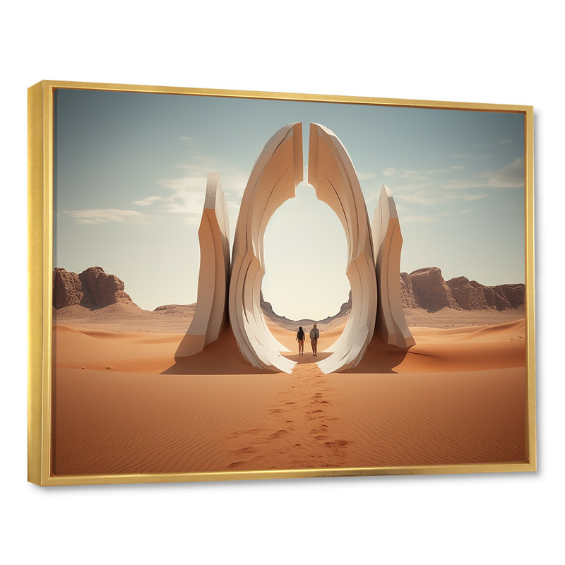 «Gate to Space», art mural surréalisme, Cadre flottant doré, H 30 po x l 40 po x P 1,5 po