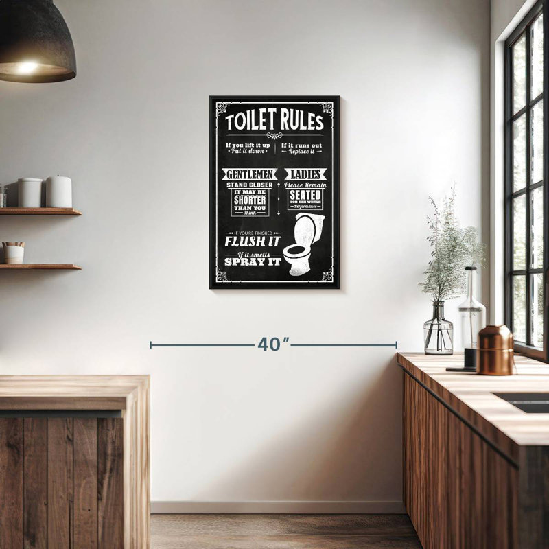 His and Hers Bathroom Rules, Cadre flottant noir, 21 po x 31 po