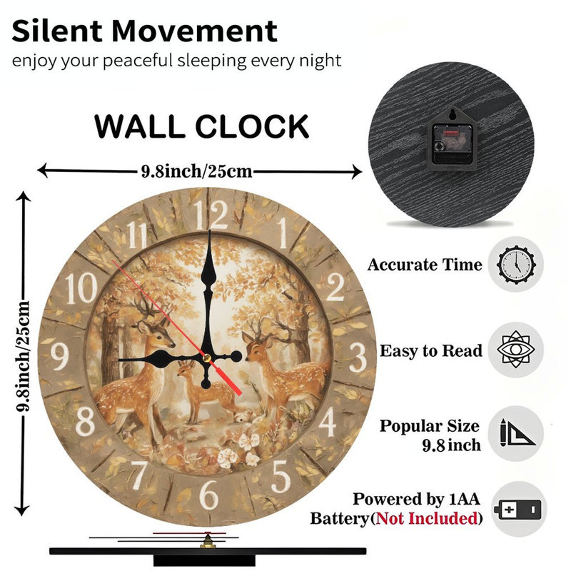 Horloge avec forêt de cerfs d'automne