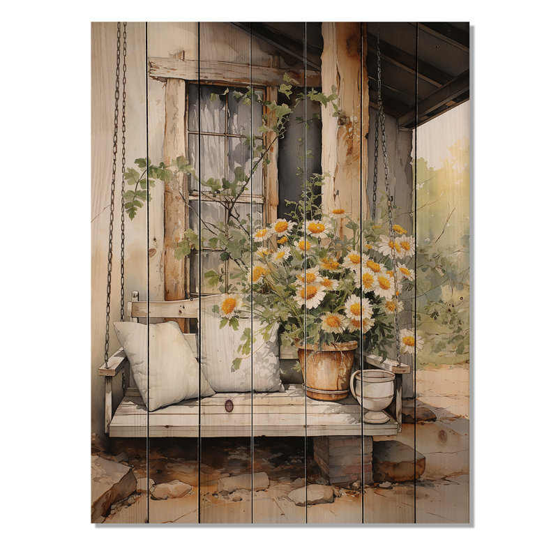 Farmhouse Gentle Breeze III On Natural Wood Print, 32" H x 24" W x 0.78" D