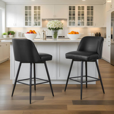 Tabourets de bar modernes à hauteur de comptoir pivotant de H 26 po avec dossier haut, tabourets d'îlot de cuisine, pour bar et maison, similicuir