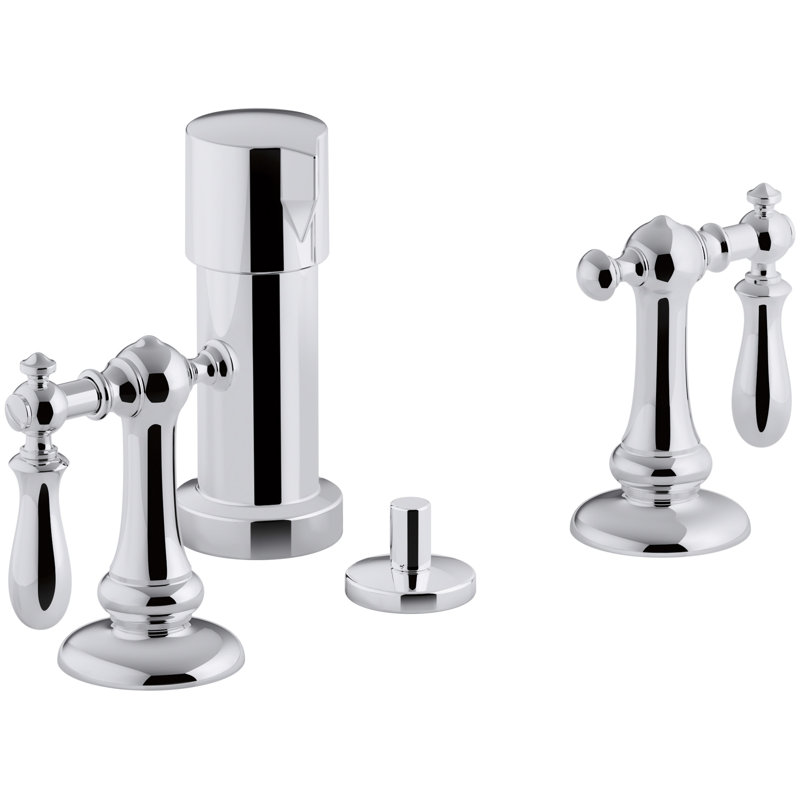 Artifacts Widespread Bidet Faucet with Swing Lever Handles, Polished Chrome