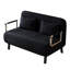 Fauteuil-lit convertible, hauteur 14,05 po, velours doux, noir pour siège de bureau à 39 po à trois fermetures, espace de vie en acier