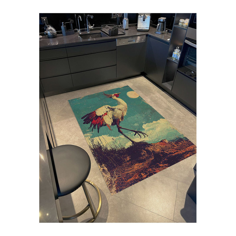 Tapis décoratif lavable à la machine Sun, Sous-tapis rectangulaire de 3 pi 3 po x 4 pi 11 po