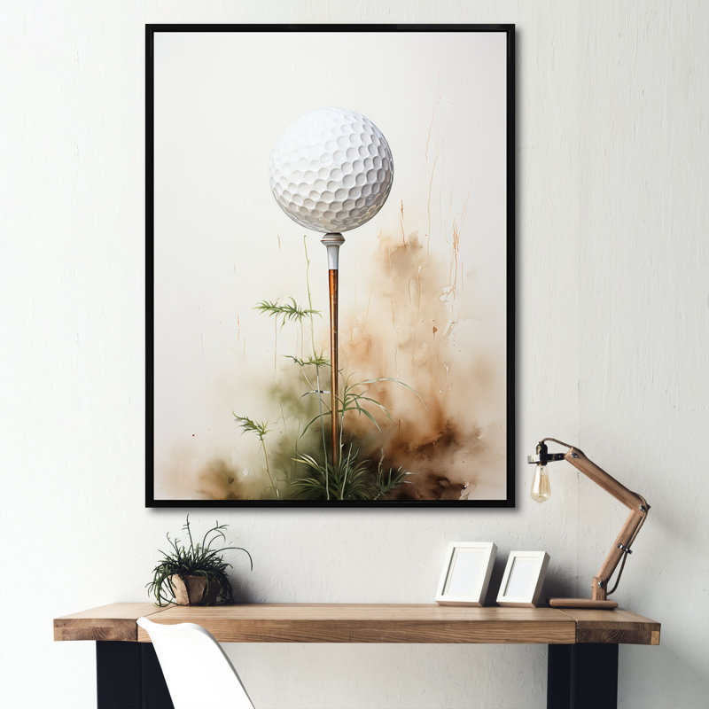 «Sheedy Minimalisme Golf Tees» - art mural encadré de golf, H 44 po x l 34 po x P 1,5 po, Cadre flottant noir