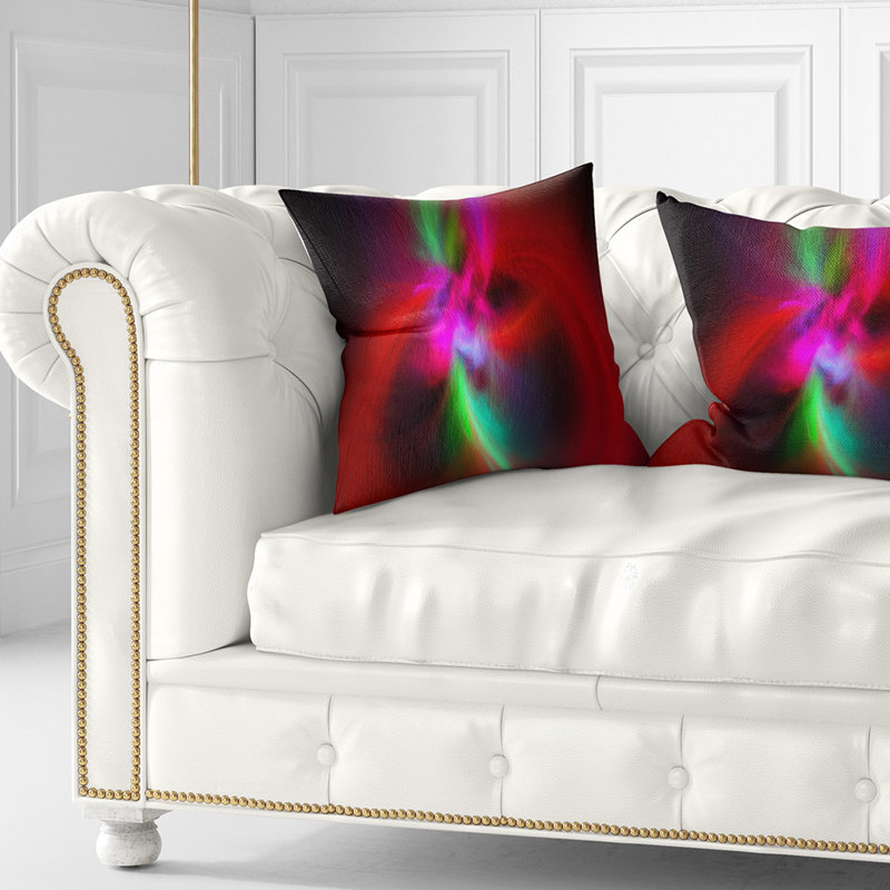 Red Kalal Spiral - coussin imprimé abstrait, 18 po x 18 po, Coussin décoratif