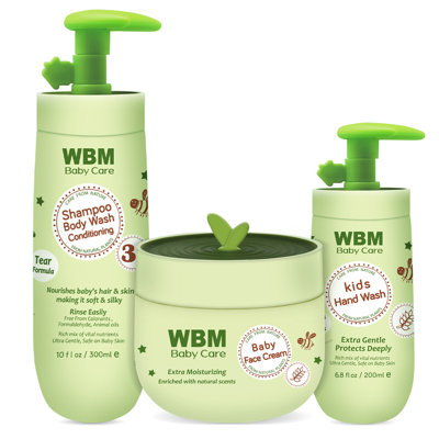 WBM Baby Care Gift Set, Includes 3-in-1 Shampoo & Body Wash, Face Moisturizer Cream, Hand Wash -  WBM Care, BABY-GF-04