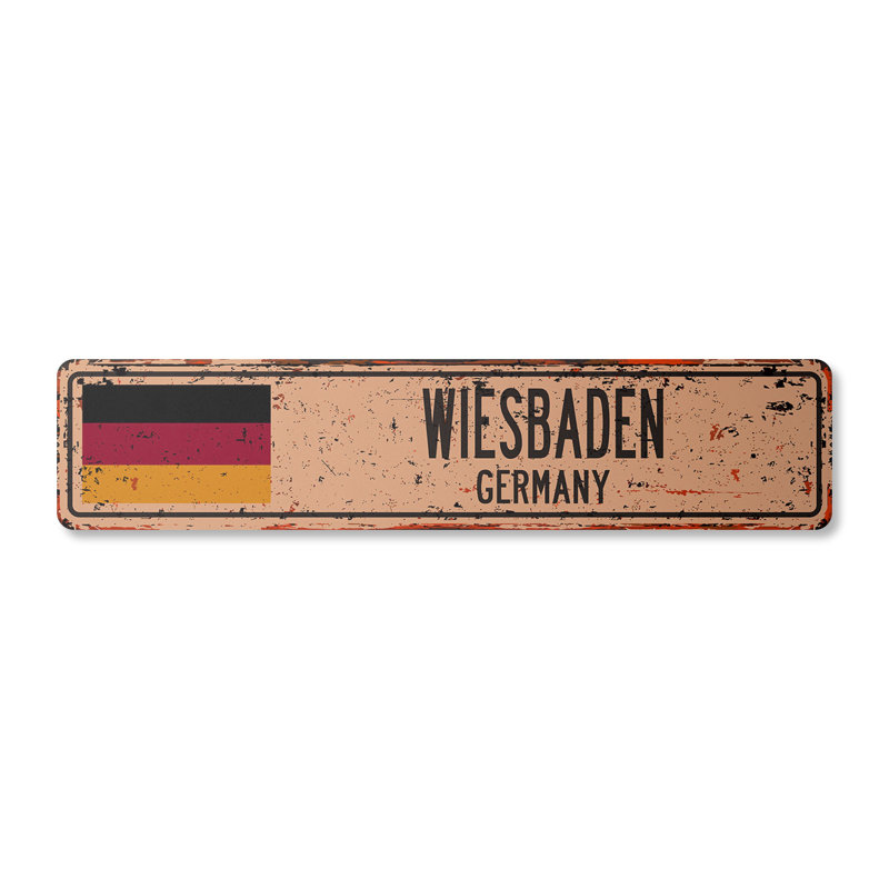 Plaque de rue Wiesbaden en aluminium 7 po x 30 po