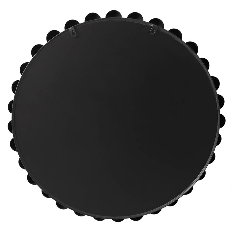 36" Round Black Beaded Frame Wall Mirror