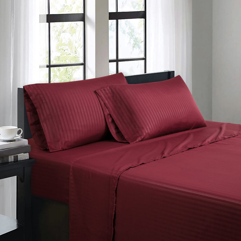 Ensemble de draps 4 pièces Bibb Home, Bourgogne, Ensemble de draps pour lit double avec 2 taies d'o