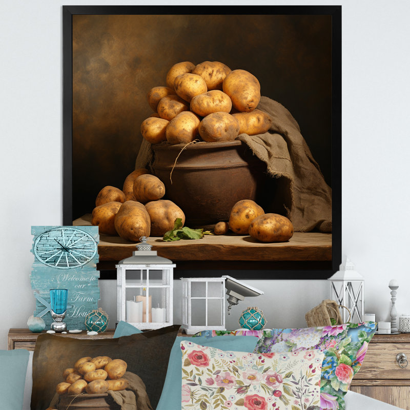 «Potato Amber» sur toile, H 24 po x l 24 po x P 1 po, Cadre simple noir