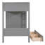 Lit superposé simple au-dessus de simple avec tiroirs et armoire de rangement multicouche - Bois massif peu encombrant, gris-957600305-957600304