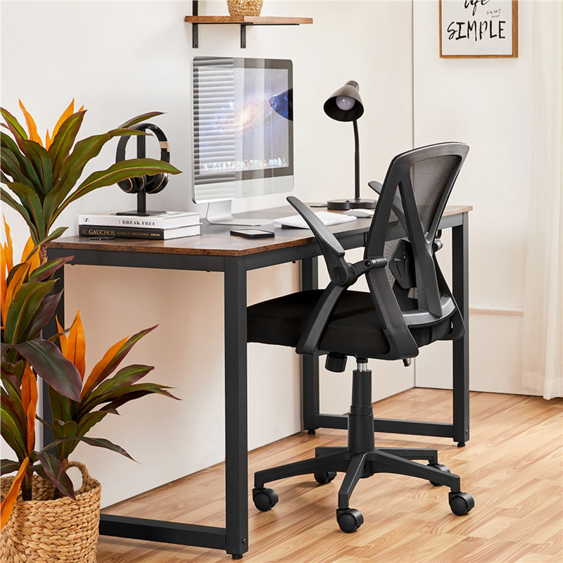 Chaise de travail ergonomique Valmar avec support lombaire réglable, accoudoirs rabattables à 90 °, Noir