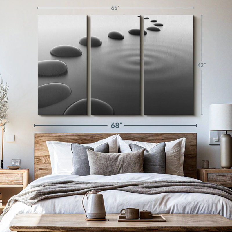 «Pebbles On Water» sur toile, H 42 po x l 65 po