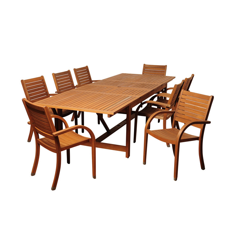 Anautica Outdoor 9 Piece Dining Set, Brown