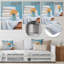 Blanchisserie blanche et bleue Farmhouse 4 - Art mural en métal-101155266