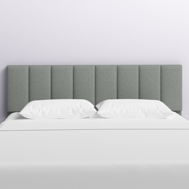 Askar Upholstered Panel Headboard, Light Grey, King